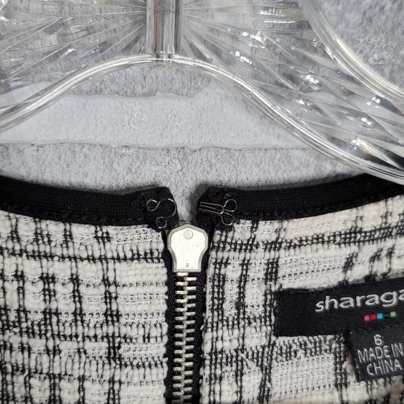 Sharagano Vintage Women's Textured Gray Tone Plaid Cocktail Dress Women's Size M - Picture 4 of 12